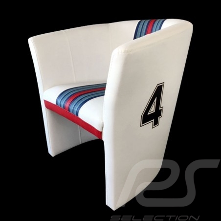 Fauteuil cabriolet Tub chair Tubstuhl Racing Inside n° 4 blanc Racing team / rouge