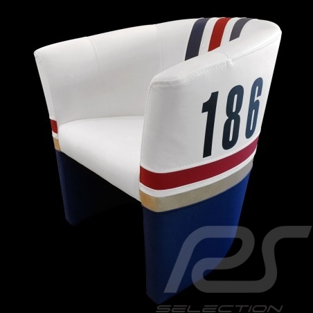 Fauteuil cabriolet Tub chair Tubstuhl Racing Inside n° 186 blanc / bleu / rouge / or Dakar