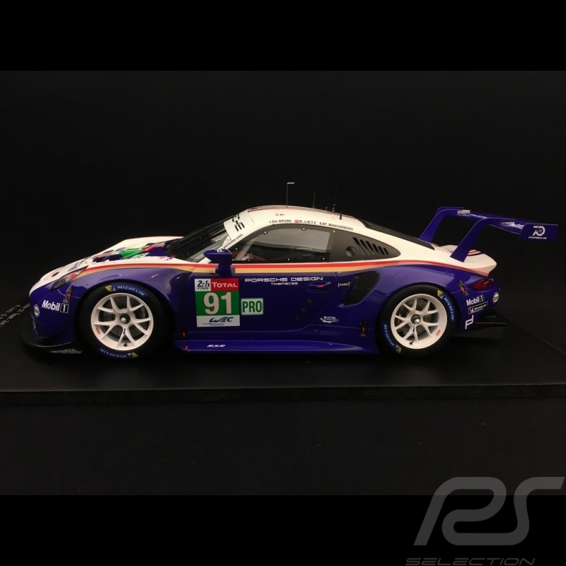 Porsche 911 RSR type 991 24h du Mans 2018 n° 91 Style Rothmans 70 ans Porsche 1/18 Spark 18S392
