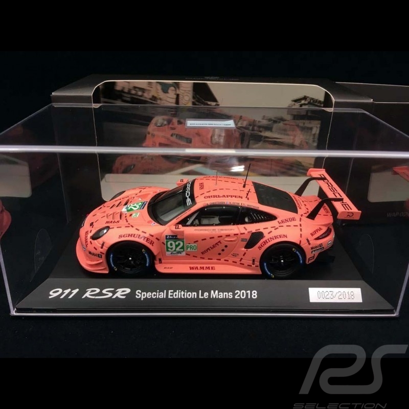 Porsche 911 RSR type 991 24h du Mans 2018 n° 92 Cochon rose 1/43 Spark WAP0209250K vainqueur winner sieger