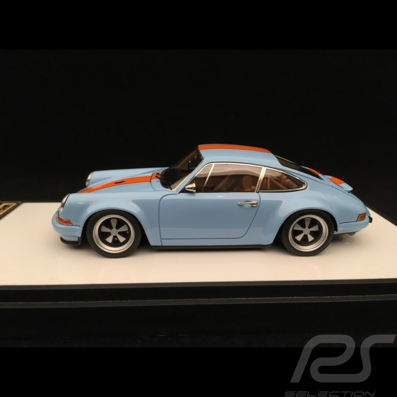 Porsche 911 typ 964 Singer Gulfblau / Orange Streifen 1/43 Make Up Vision VM111I