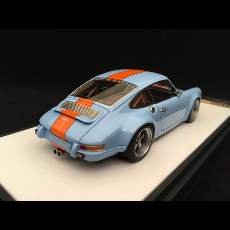 Porsche 911 type 964 Singer Gulf blue / Orange stripes 1/43 Make