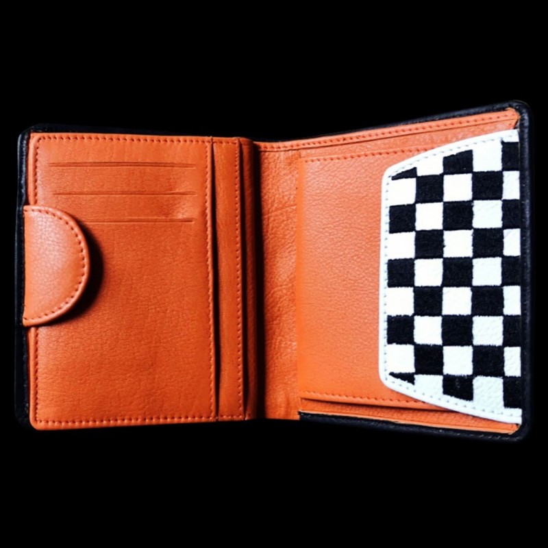 Metal Racing Wallet Gulf racing Wallet Card holder and coin purse Blue Leather