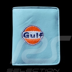 Gulf logo Wallet Card holder and coin purse Blue Leather