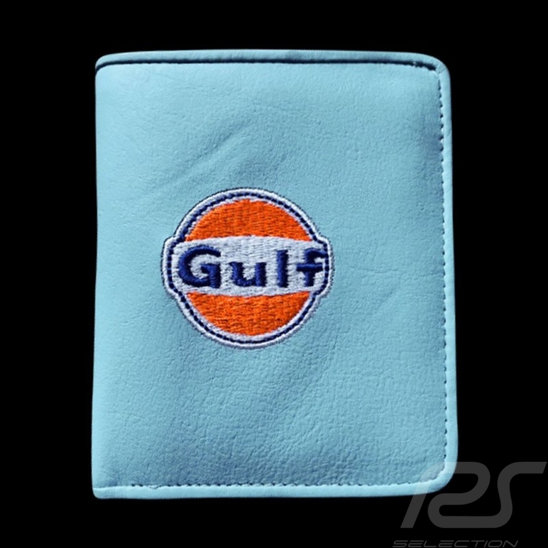 Gulf logo Wallet Card holder and coin purse Blue Leather