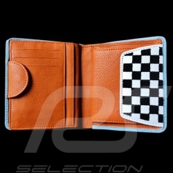 Gulf logo Wallet Card holder and coin purse Blue Leather