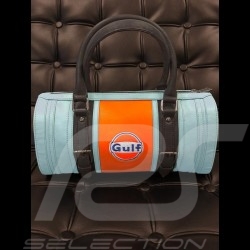 Sac à main Gulf style bowling cuir bleu / orange / noir handbag Handtasche  