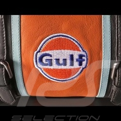 Gulf handbag bowling style blue / orange / black leather