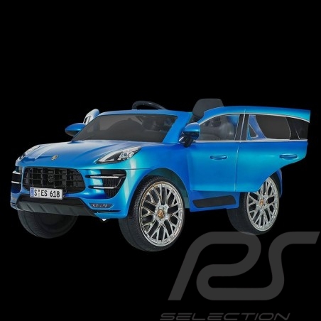 Porsche Macan Turbo voiture électrique pour enfant 12V bleu métallisé Battery vehicle Batterie-auto