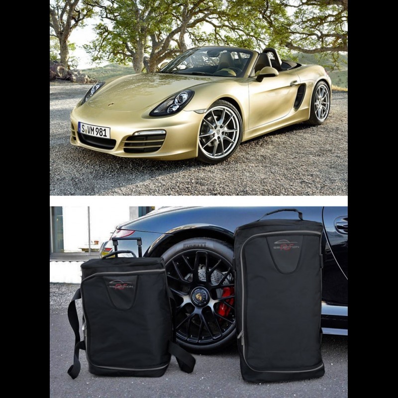 Ensemble de bagages pour Porsche Boxster 981 sur mesure en toile noir -  Trolley et sac de voyage