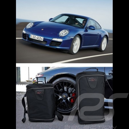Ensemble de bagages Porsche 997 sur mesure en toile noir - Trolley et sac de voyage Luggage set Reisegepäck 