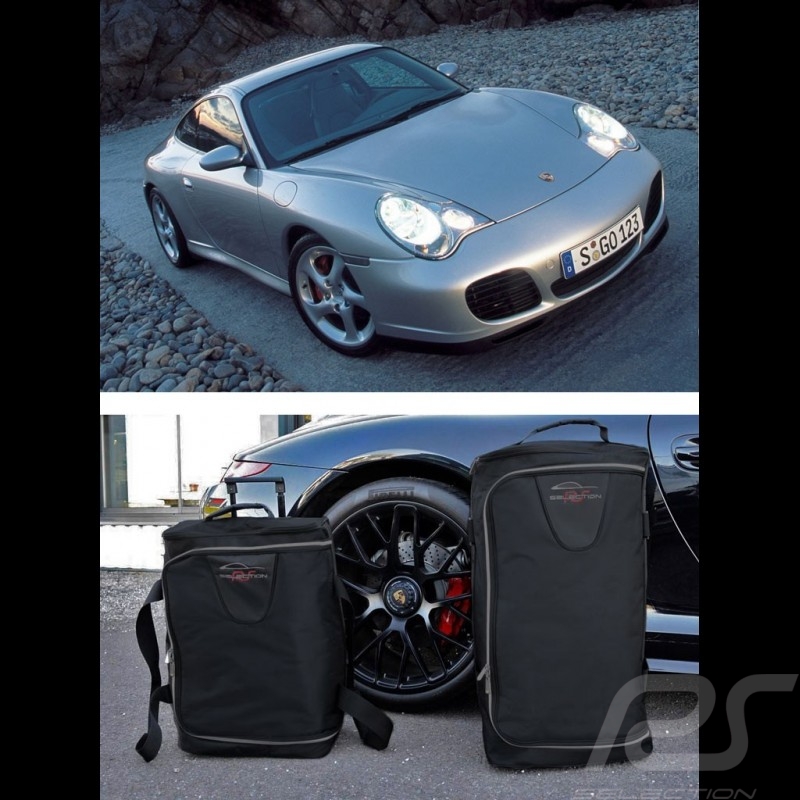 Ensemble de bagages Porsche 996 sur mesure en toile noir - Trolley et sac de voyage Luggage set Reisegepäck 