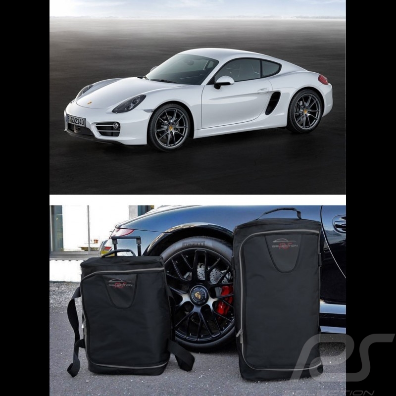 Ensemble de bagages Porsche Cayman 981 sur mesure en toile noir - Trolley et sac de voyage Luggage set Reisegepäck  