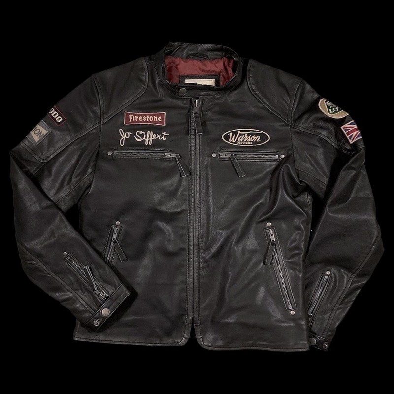 Leather jacket Jo Siffert Classic driver Warson black - men