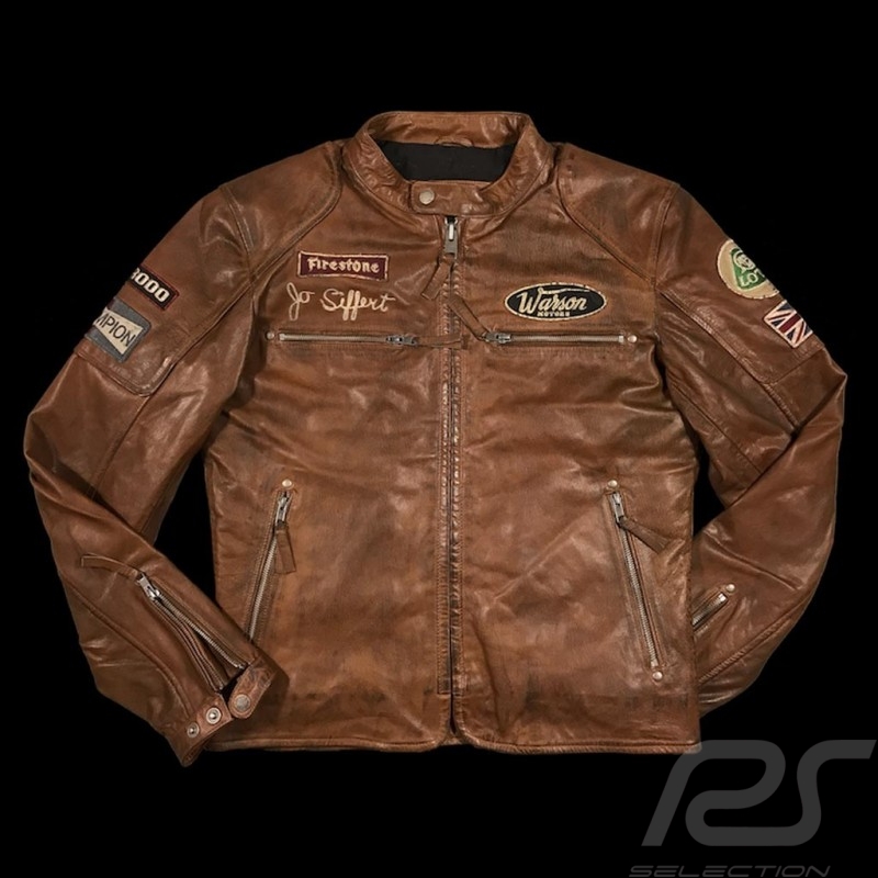 Leather jacket Jo Siffert Classic driver brown - men