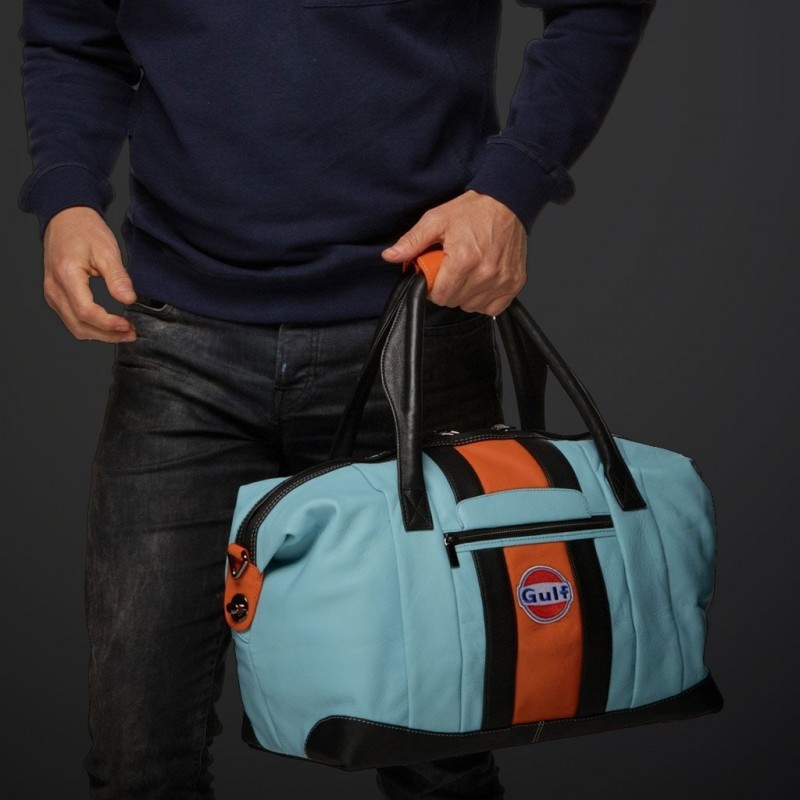 Gulf Racing Reisetasche Medium Leder blau / orange / schwarz