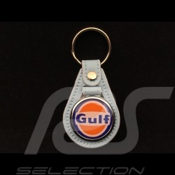 Porte-clés Gulf écusson cuir bleu Gulf Gulf crest leather keyring Schlüsselanhänger 
