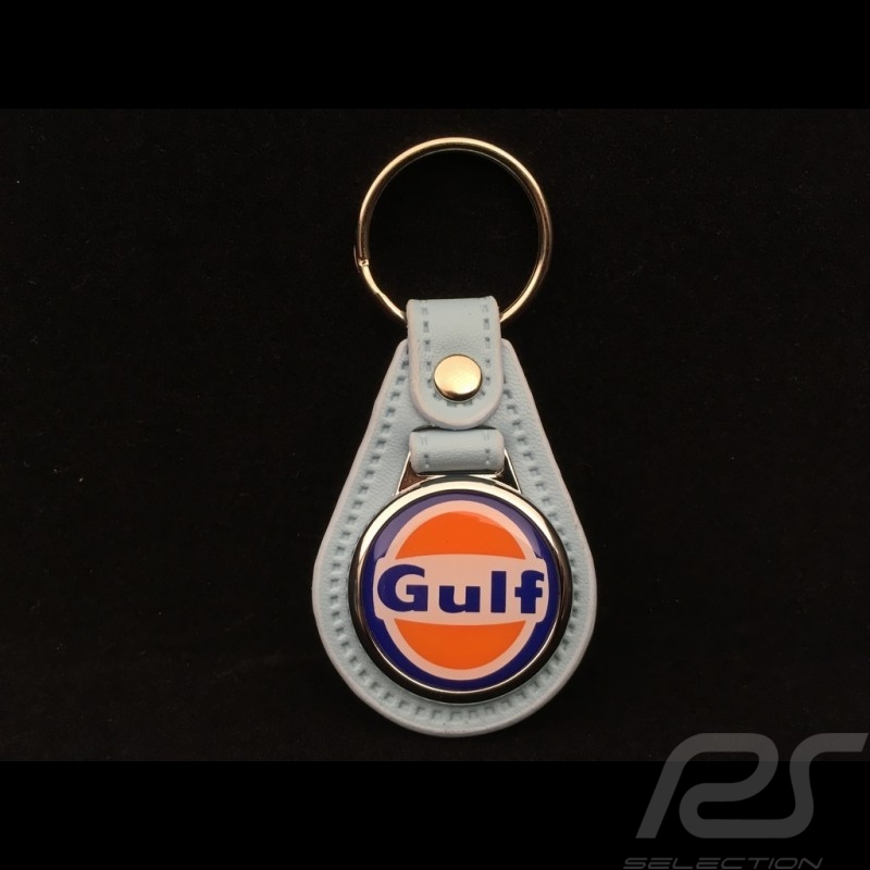 Schlüsselanhänger Gulf Wappen Lederplatte Gulfblau