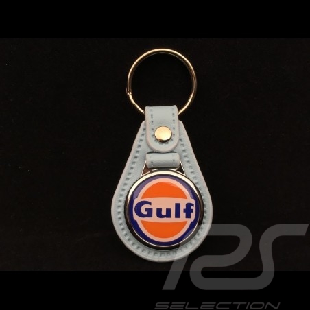 Porte-clés Gulf écusson cuir bleu Gulf Gulf crest leather keyring Schlüsselanhänger 