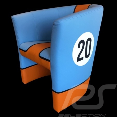 Leather Tub chair Racing Inside n° 20 blue Racing team / orange