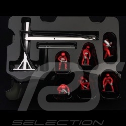 1:43 Ixo Pitstop Mechanic set 6 figurines with acessories red