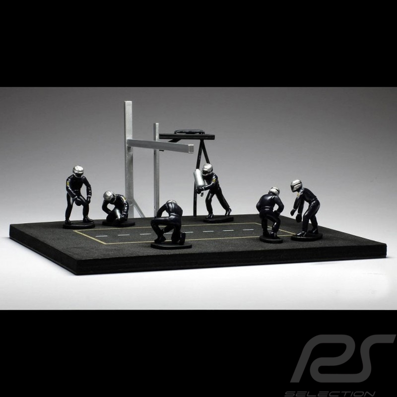 Set figurines diorama Pit stop 6 mécaniciens Bleu 1/43 IXO FIG002SET