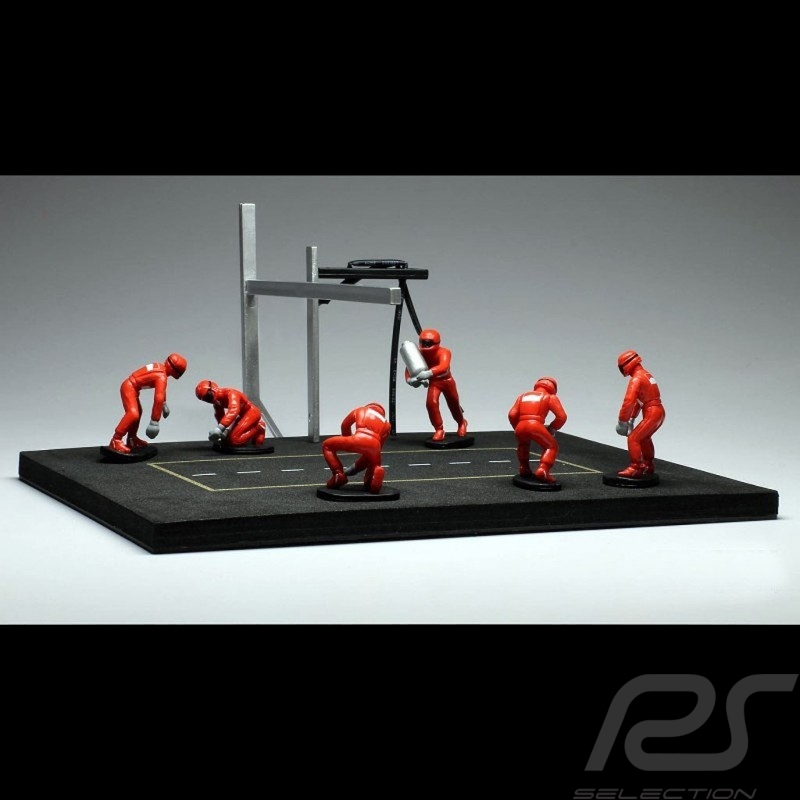 Diorama Set-Figuren Pit stop 6 Mechaniker - Rot 1/43 IXO FIG001SET