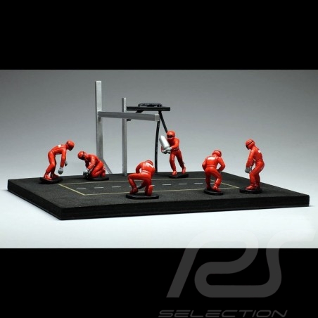 Set figurines diorama Pit stop 6 mécaniciens - Rouge 1/43 IXO FIG001SET mechanics mechaniker red rot figuren