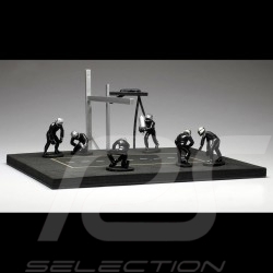 Set figurines diorama Pit stop 6 mécaniciens - noir 1/43 IXO FIG003SET mechanics mechaniker black schwarz figuren