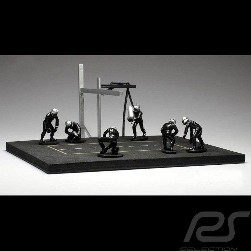 Set figurines diorama Pit stop 6 mécaniciens - noir 1/43 IXO FIG003SET mechanics mechaniker black schwarz figuren