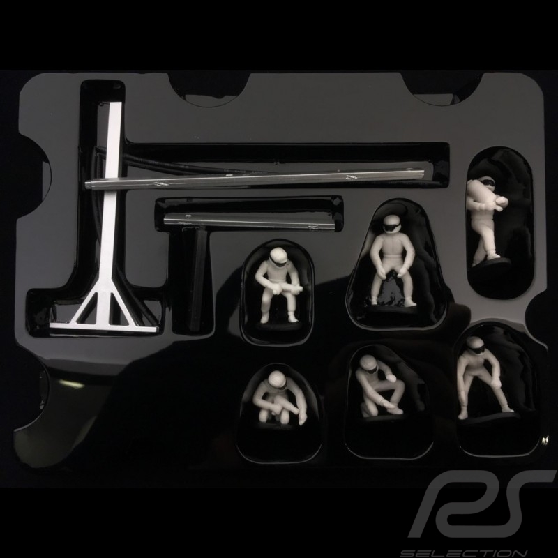 1:43 Ixo Pitstop Mechanic set 6 figurines with acessories black 