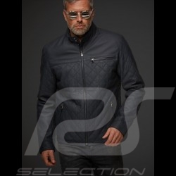 Gentleman driver quilted Leather short  jacket slate grey - men
