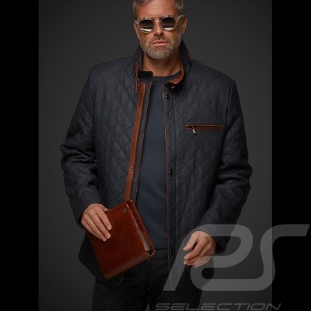 Gentleman driver quilted Leather jacket slate grey - men