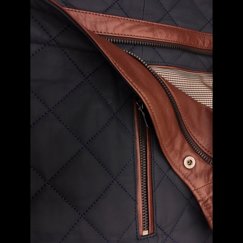 Veste En Cuir Matelassée Pour Homme Vintage - Marque Energie Taille M - Marron - Occasion Très Bon État