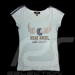 T-shirt Road Angel Style Vintage bleu ciel Sky blue Hellblau femme women damen