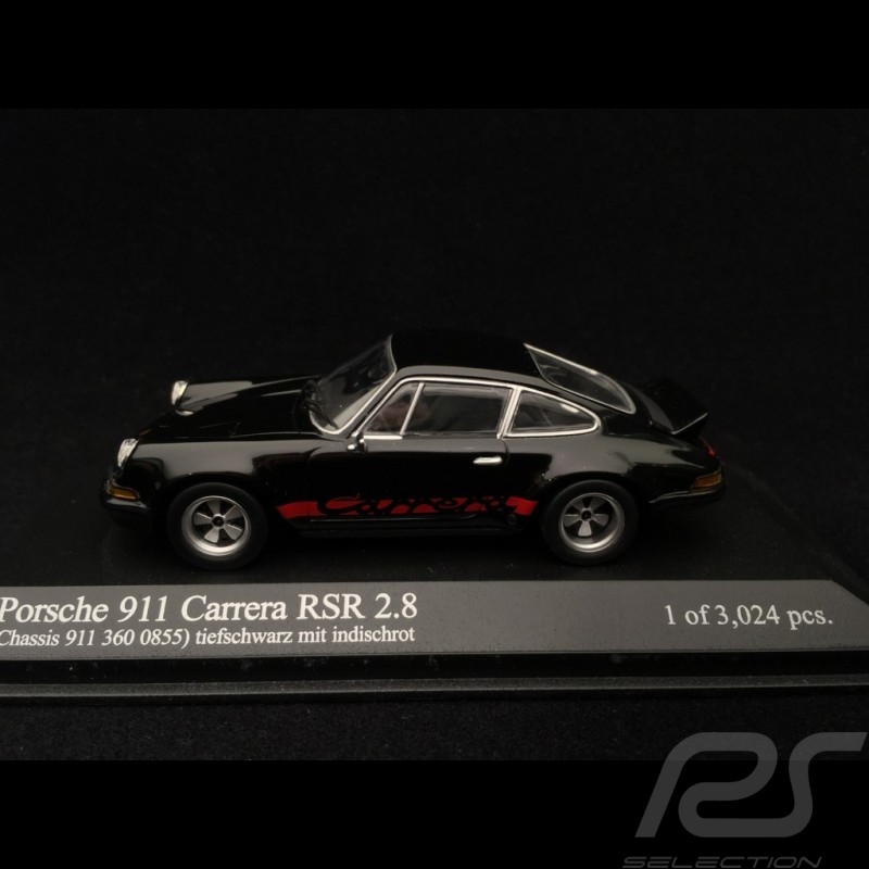 Porsche 911 2.8 Carrera RSR 1973 black red stripes 1/43 Minichamps 430736900