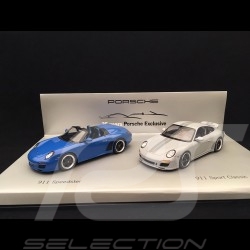 Set Porsche 911 Speedster type 997 bleu pure pur blue pur blau / 911 Sport Classic type 997 sport classique gris grey grau 1/43 