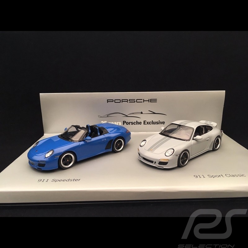 Set Porsche 911 Speedster typ 997 pur blau / 911 Sport Classic typ 997 Sport classic grau 1/43 Minichamps WAP020SET30
