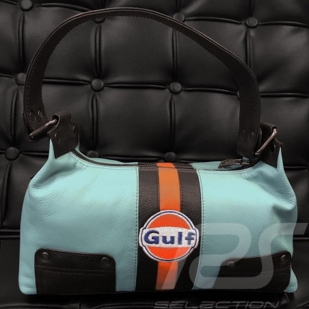 Gulf Handtasche Lady blau / orange / schwarz Leder