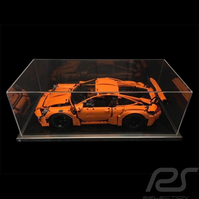 Dustproof showcase for Lego Porsche 42056 + 42096 and all 1/8 Porsche black base / alu surround premium quality