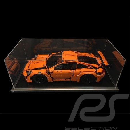 Dustproof showcase for Lego Porsche 42056 + 42096 and all 1/8 Porsche black base / alu surround premium quality