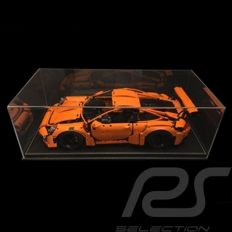 Vitrine display showcase anti-poussière Staubdicht Dustproof pour Lego Porsche 1/8 base noire simili cuir qualité premium