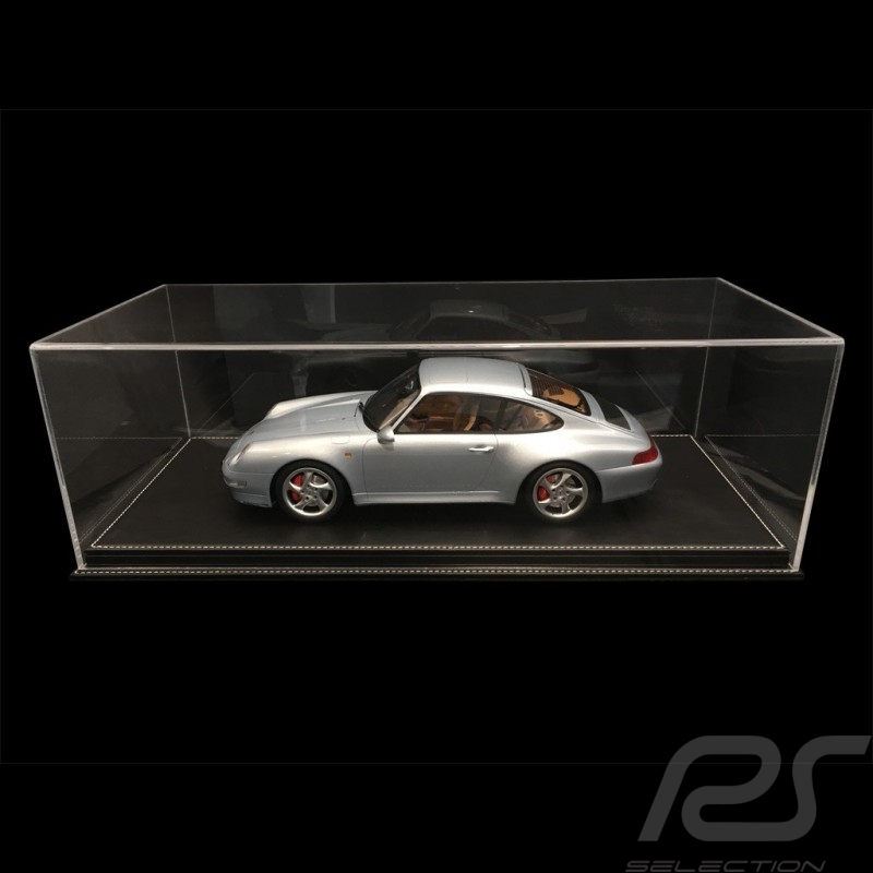 1/12 Vitrine für Porsche Modelle Boden Schwarz Kunstleder mit weißen Nähten premium quality