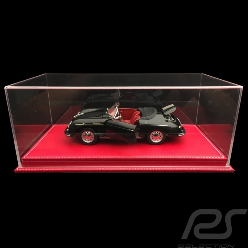 Vitrine display showcase 1/18 pour miniature Porsche Base rouge simili cuir qualité premium