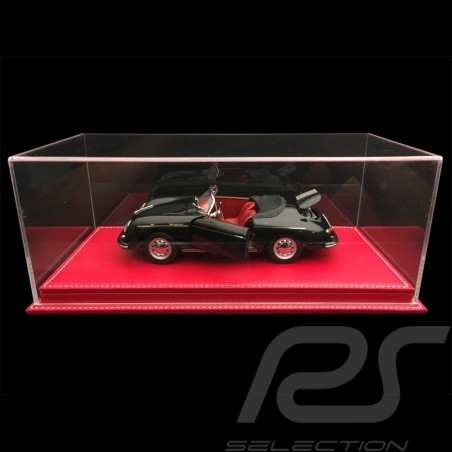 Vitrine display showcase 1/18 pour miniature Porsche Base rouge simili cuir qualité premium