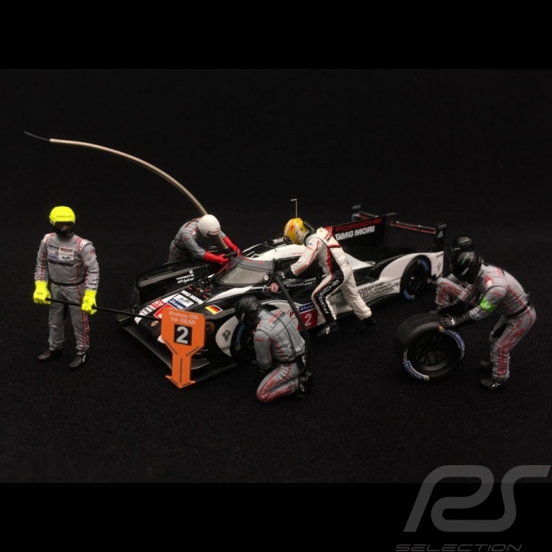 Diorama figurines Set Porsche 919 Pit stop 5 mechanics 1 driver 1/43 Spark 43AC011