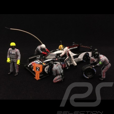 Set figurines diorama Porsche 919 Pit stop 5 mécaniciens 1 pilote 1/43 Spark 43AC011 mechanics driver Mechaniker Rennfahrer