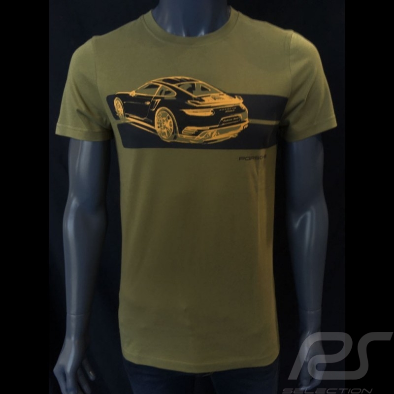 Porsche T-shirt 911 Turbo S khaki grün Porsche Design WAP930K0SR - Unisex