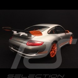 Porsche 911 GT3 RS 997 phase II grise / bandes oranges grey / oranges strips graü / orange streifen 2007 1/18 Welly 18015