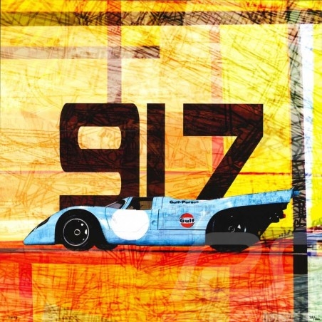 Plakat Porsche 917 Le Mans 1970 50 x 50 originale Kunst von Caroline Llong